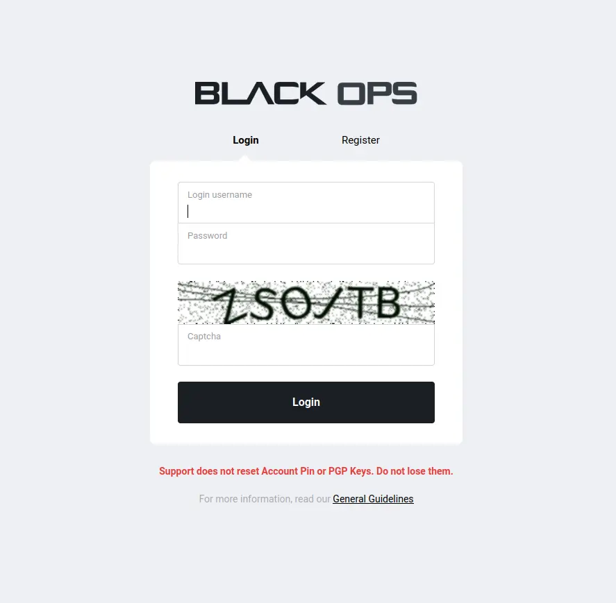 BlackOps Onion Link PGP Verification Login Portal